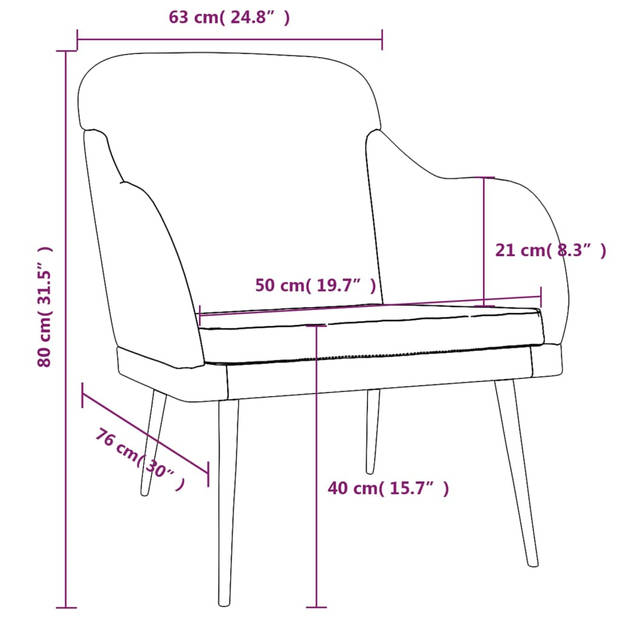 vidaXL Fauteuil 63x76x80 cm fluweel zwart