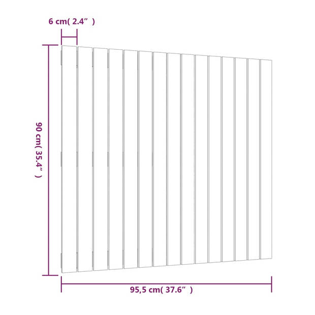 vidaXL Wandhoofdbord 95,5x3x90 cm massief grenenhout zwart