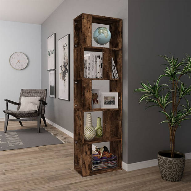 vidaXL Boekenkast 45x24x160 cm bewerkt hout gerookt eikenkleurig