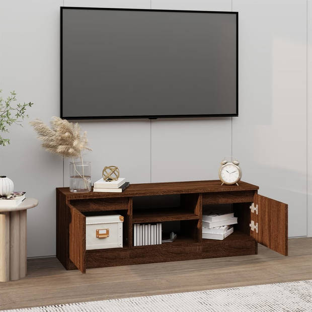 The Living Store Tv-kast Bruineiken - 102 x 30 x 36 cm - Deur