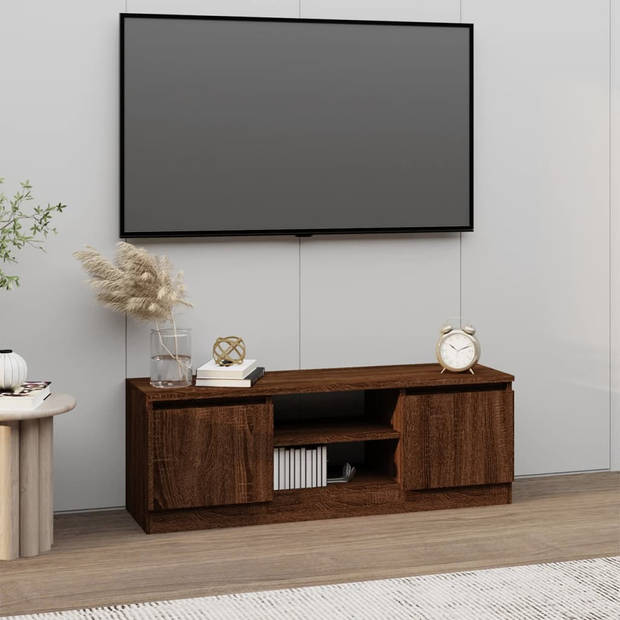 vidaXL Tv-meubel met deur 102x30x36 cm bruin eikenkleur