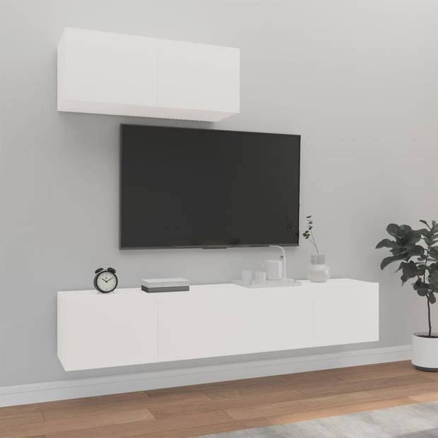 vidaXL 3-delige Tv-meubelset bewerkt hout wit