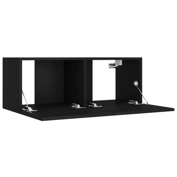 The Living Store TV-meubelset - zwart - 2x 80x30x30 cm + 2x 30.5x30x90 cm