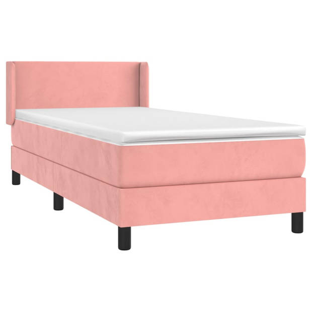 vidaXL Boxspring met matras fluweel roze 80x200 cm