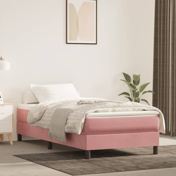 vidaXL Bedframe fluweel roze 80x200 cm