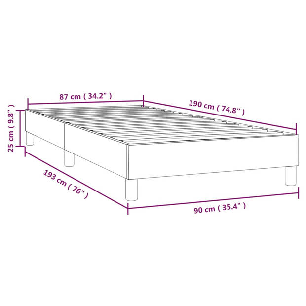 vidaXL Bedframe fluweel donkergrijs 90x190 cm