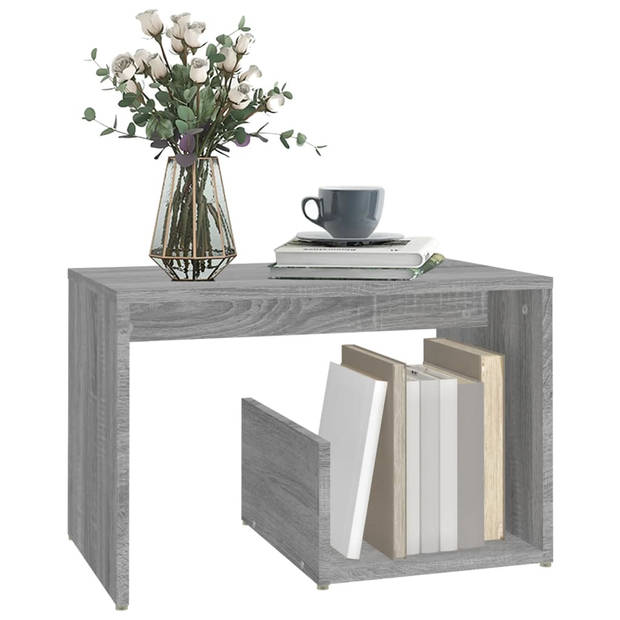 The Living Store Woonkamertafel - Praktisch - 59 x 36 x 38 cm - Grijs Sonoma Eiken