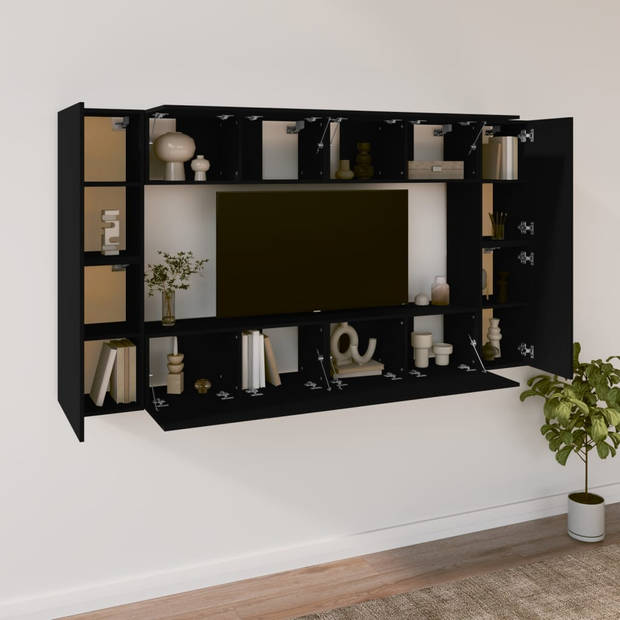 The Living Store Televisiemeubelset - Klassiek - Wandmontage - Zwart - Hoge kwaliteit