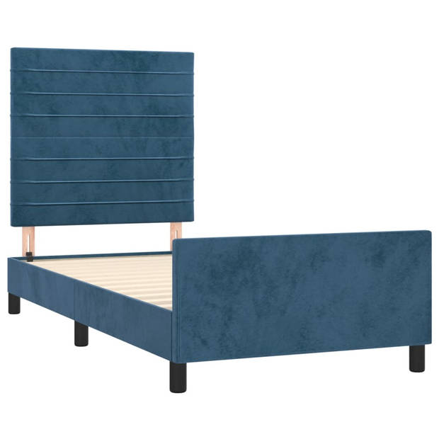 vidaXL Bedframe met hoofdeinde fluweel donkerblauw 90x190 cm