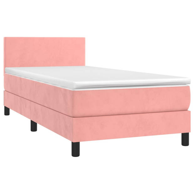 vidaXL Boxspring met matras en LED fluweel roze 80x200 cm