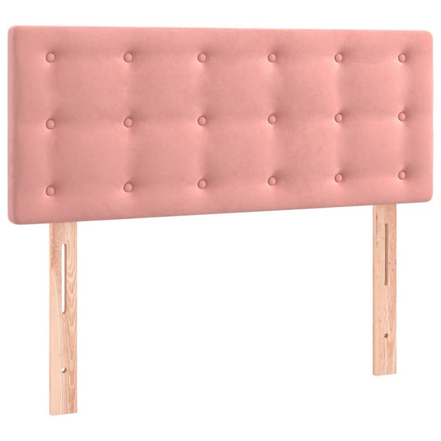 vidaXL Boxspring met matras fluweel roze 90x190 cm