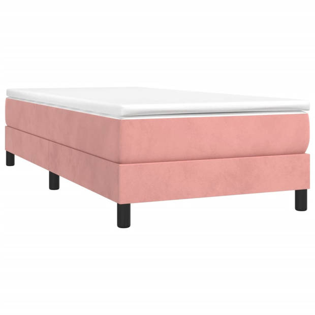 vidaXL Boxspring met matras fluweel roze 80x200 cm