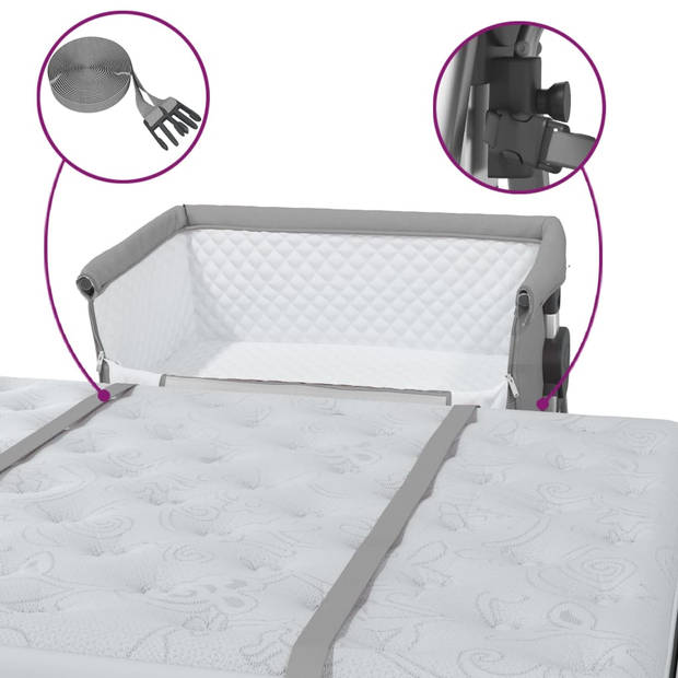 vidaXL Babybed met matras linnen lichtgrijs