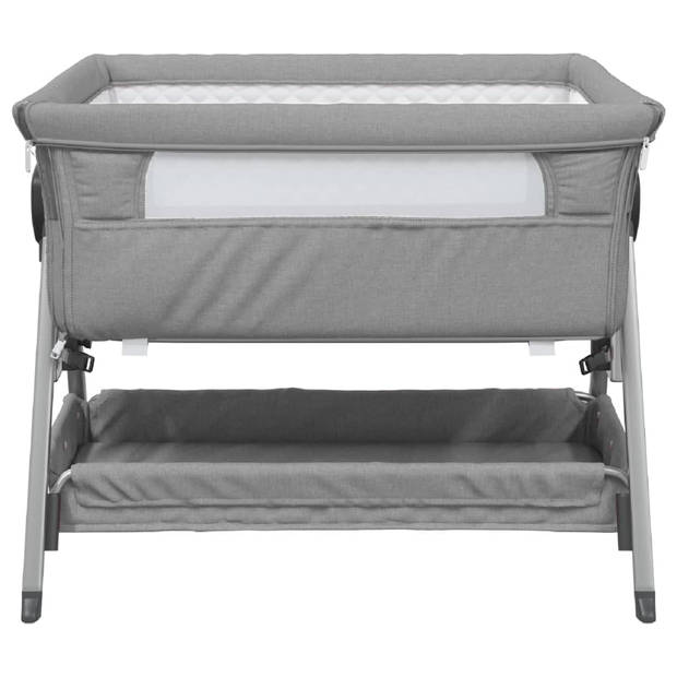 vidaXL Babybed met matras linnen lichtgrijs