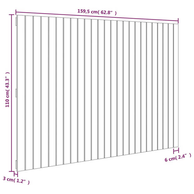 vidaXL Wandhoofdbord 159,5x3x110 cm massief grenenhout honingbruin