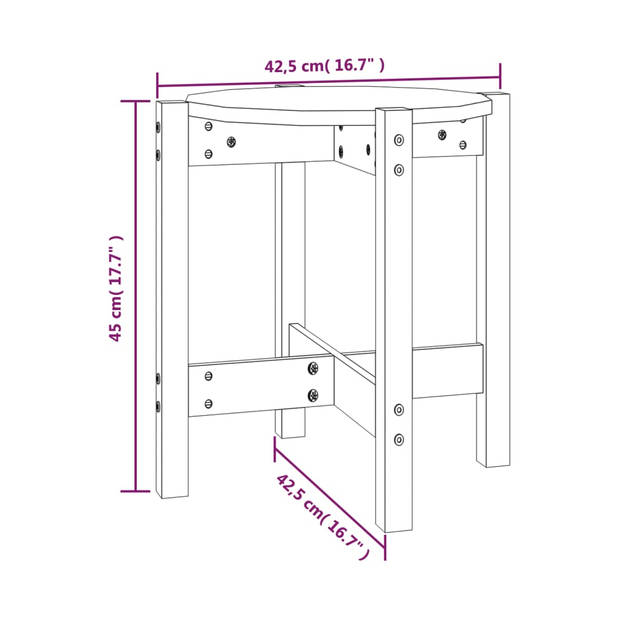 vidaXL Salontafel Ø 42,5x45 cm massief grenenhout zwart