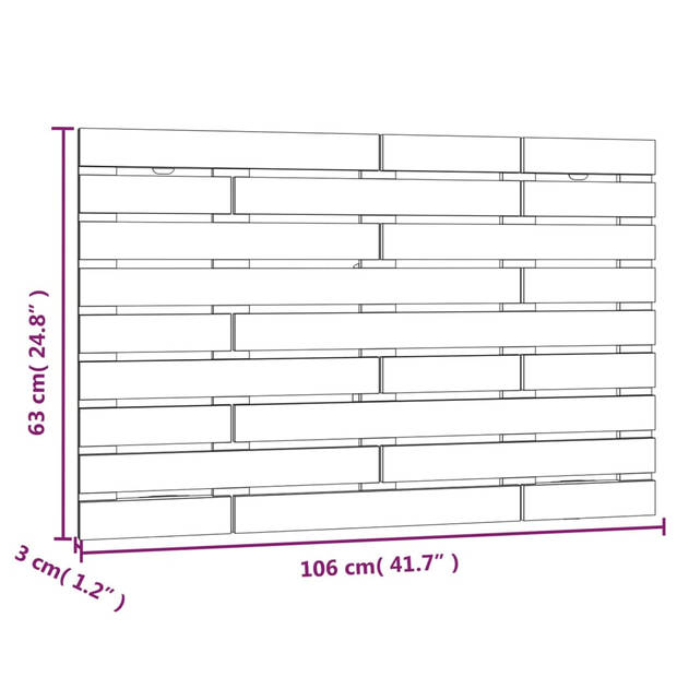 vidaXL Hoofdbord wandmontage 106x3x63 cm grenenhout honingbruin