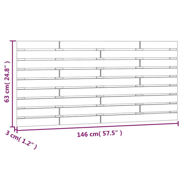 vidaXL Hoofdbord wandmontage 146x3x63 cm grenenhout honingbruin