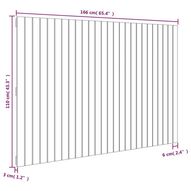 vidaXL Wandhoofdbord 166x3x110 cm massief grenenhout honingbruin