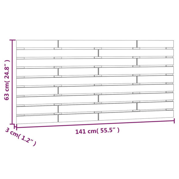 vidaXL Hoofdbord wandmontage 141x3x63 cm massief grenenhout grijs