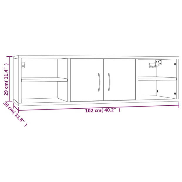 The Living Store Wandplank - klassiek ontwerp - 102 x 30 x 29 cm - Kleur- bruineiken