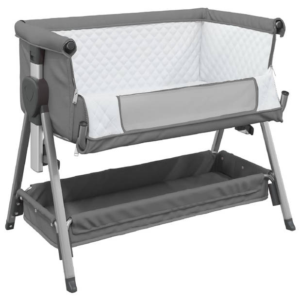 vidaXL Babybed met matras linnen donkergrijs