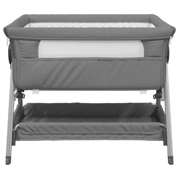 vidaXL Babybed met matras linnen donkergrijs