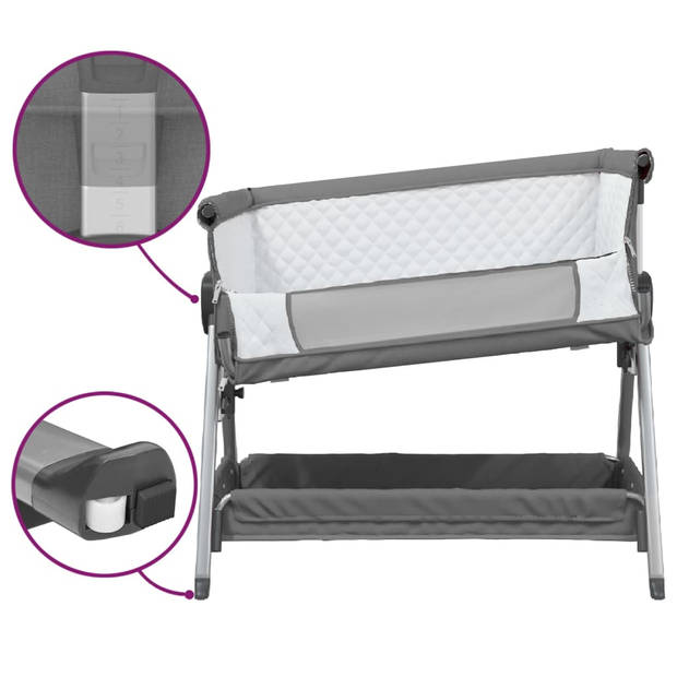 vidaXL Babybed met matras linnen donkergrijs