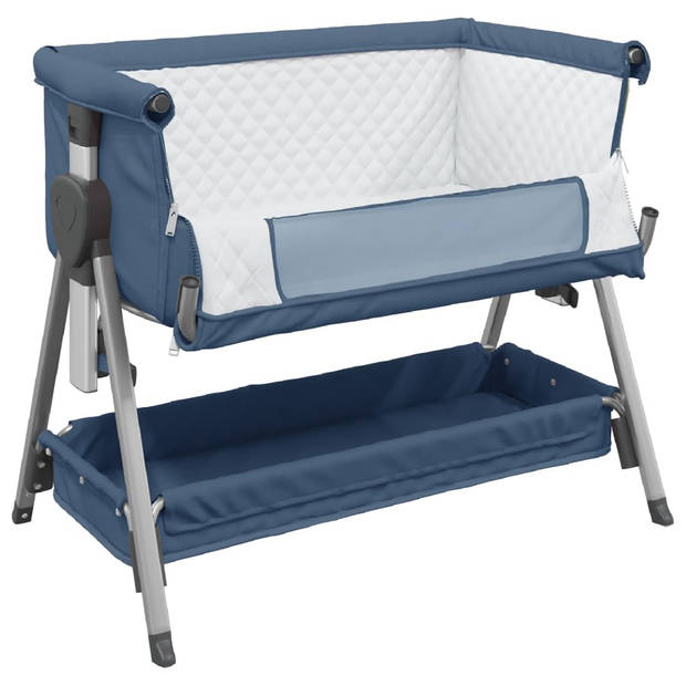 vidaXL Babybox met matras linnen marineblauw