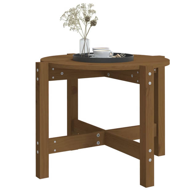 The Living Store Salontafel - Massief grenenhout - 62.5 x 45 cm - Honingbruin