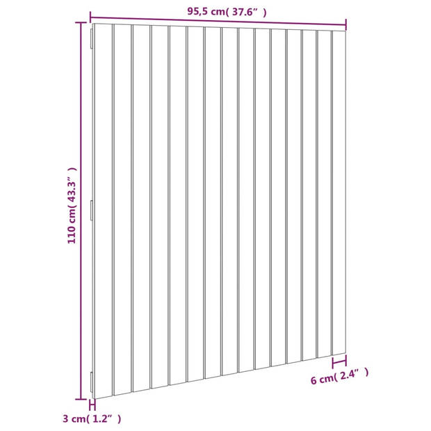 vidaXL Wandhoofdbord 95,5x3x110 cm massief grenenhout