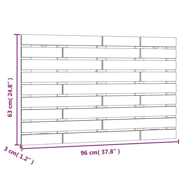 vidaXL Hoofdbord wandmontage 96x3x63 cm massief grenenhout honingbruin