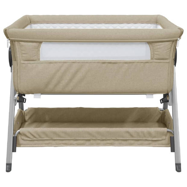 vidaXL Babybox met matras linnen taupe