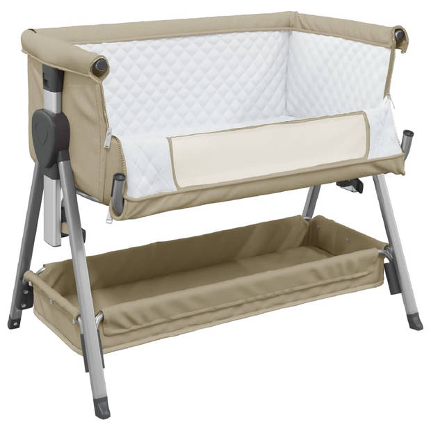 vidaXL Babybox met matras linnen taupe