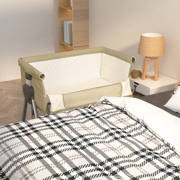 vidaXL Babybox met matras linnen taupe