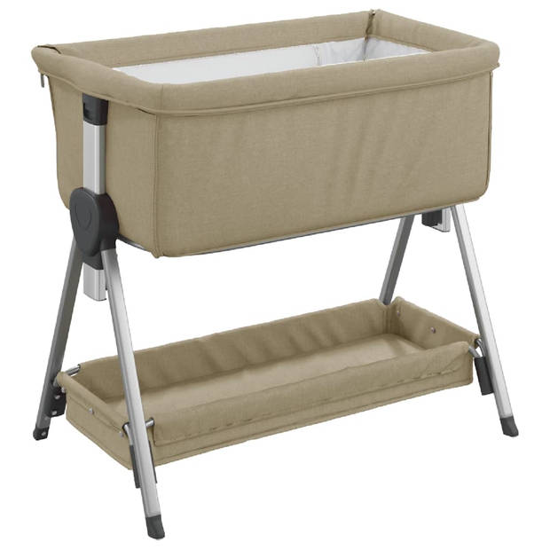 vidaXL Babybox met matras linnen taupe