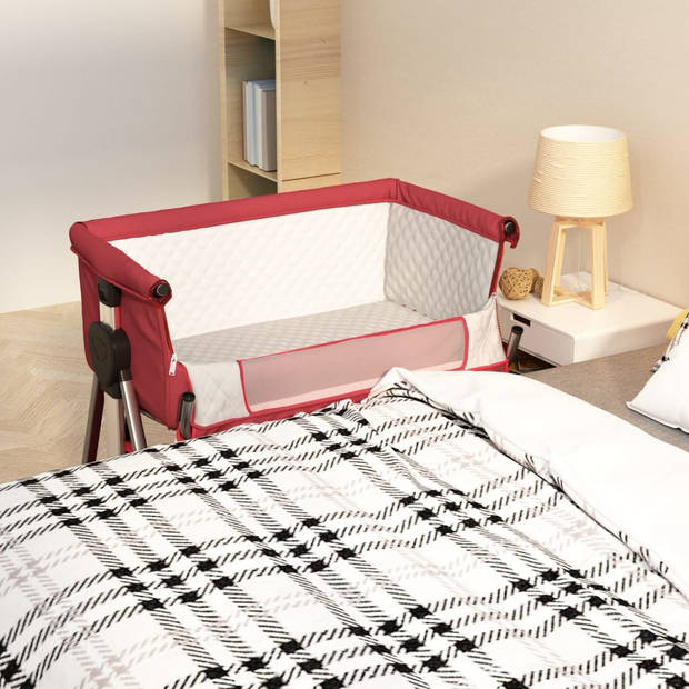 vidaXL Babybox met matras linnen rood