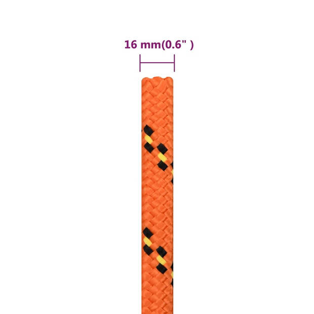 vidaXL Boottouw 16 mm 250 m polypropyleen oranje