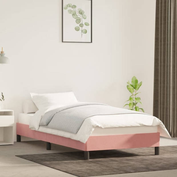 vidaXL Bedframe fluweel roze 90x190 cm