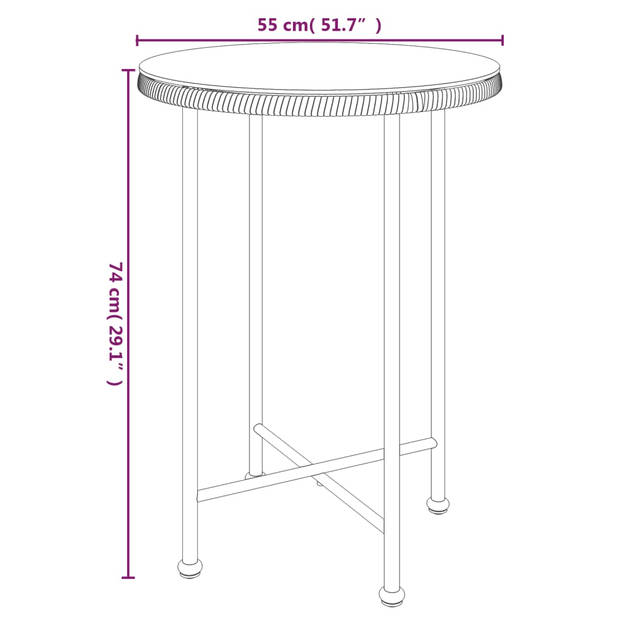 vidaXL 5-delige Tuinset poly rattan zwart