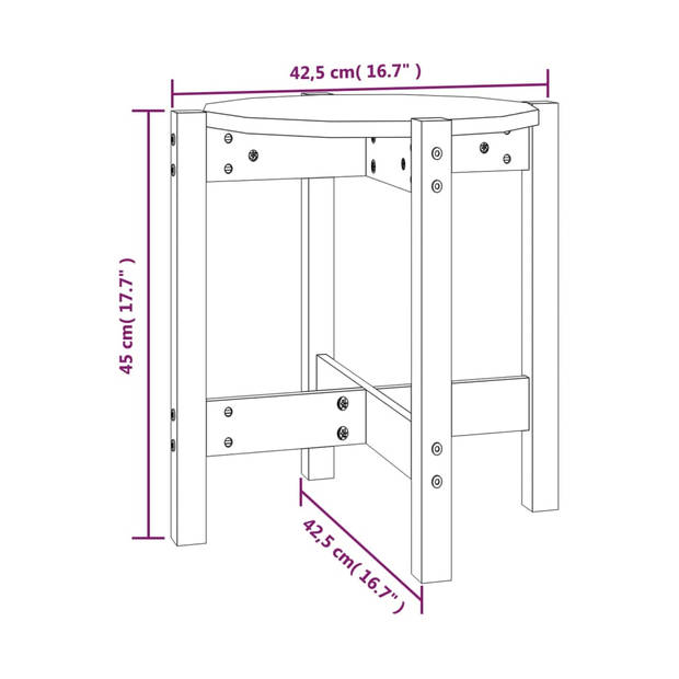 vidaXL Salontafel Ø 42,5x45 cm massief grenenhout grijs