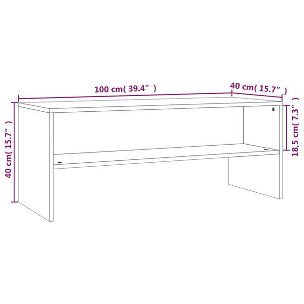 The Living Store TV-meubel - praktisch en stijlvol - opbergruimte - 100x40x40cm - bruineiken