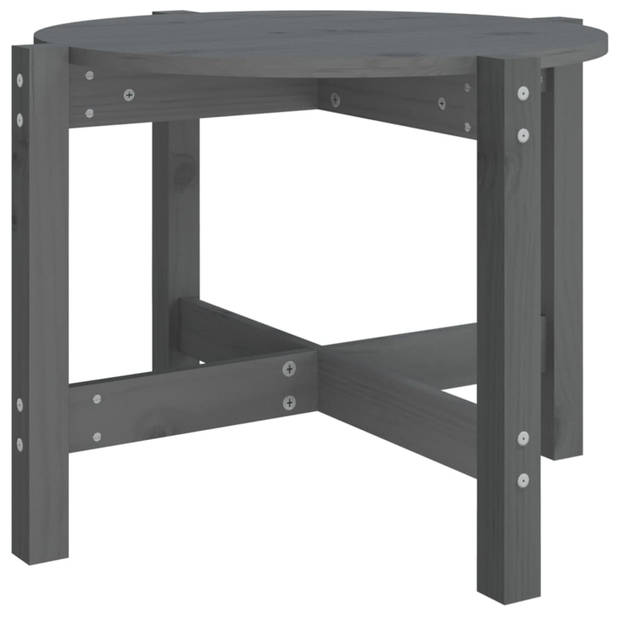 vidaXL Salontafel Ø 62,5x45 cm massief grenenhout grijs