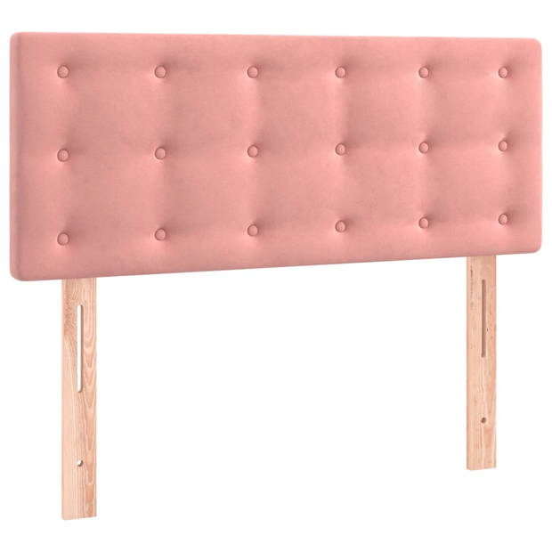 vidaXL Boxspring met matras fluweel roze 90x190 cm