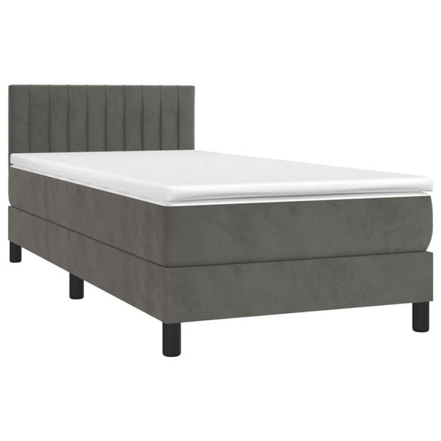 vidaXL Boxspring met matras fluweel donkergrijs 90x190 cm