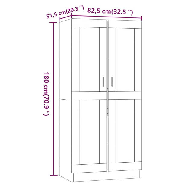 vidaXL Kledingkast 82,5x51,5x180 cm bewerkt hout grijs sonoma eiken