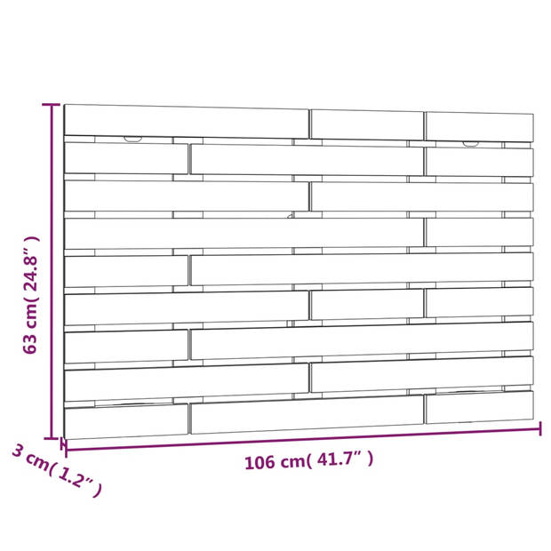 vidaXL Hoofdbord wandmontage 106x3x63 cm massief grenenhout wit