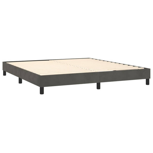 vidaXL Boxspring met matras en LED fluweel donkergrijs 180x200 cm