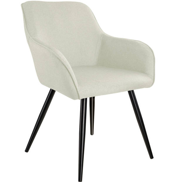 tectake - Stoel Marilyn Linnen Look - eetkamerstoelen - kuipstoelen - crème/zwart - 404624