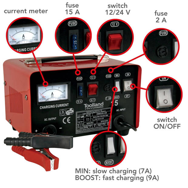 LADER VOOR 12/24 V LOOD-ZUURBATTERIJEN - MET BOOSTFUNCTIE - 9 A